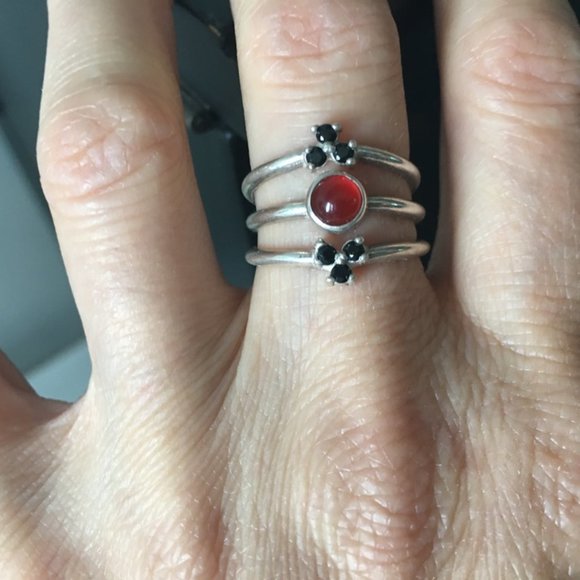Pamela Love Sterling silver "polar ring" with carnelian inlay - Picture 1 of 5